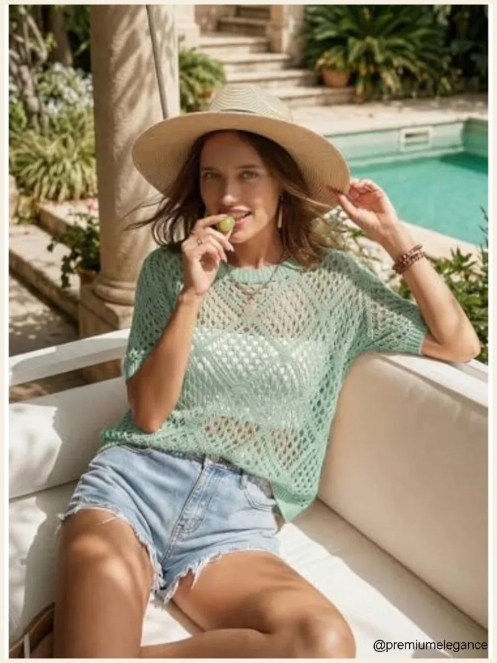 Crochet Hollow Out Off Shoulder Knit Cover Up Beach Swimsuit Coverup